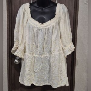 $15 Or 3/$30 Old Navy Puff Sleeve Embroidered Shirt Cream NWOT